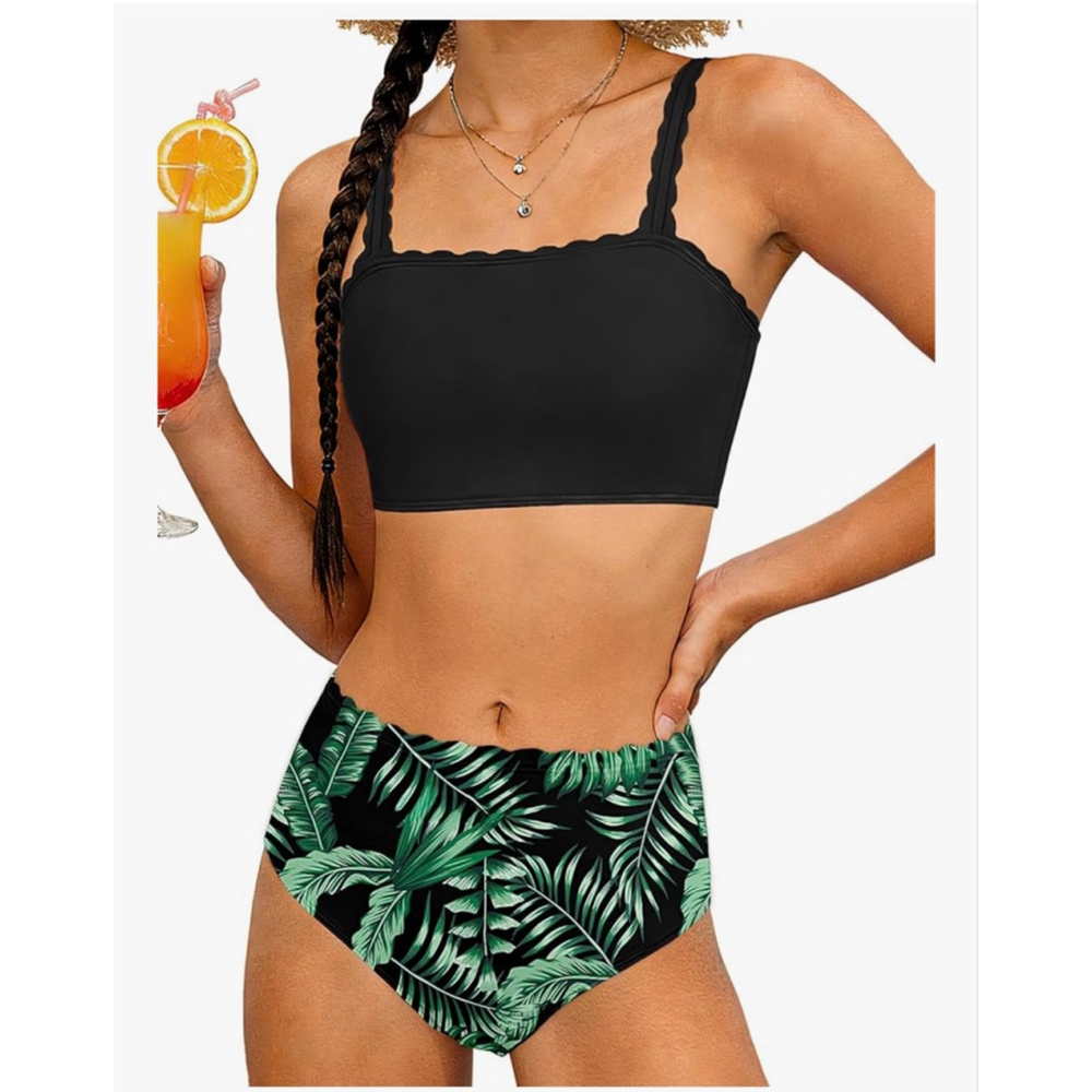 NEW Girls Swimsuit 2 Pc Bikini Tropical Floral Bathing Suit 13-14Yrs